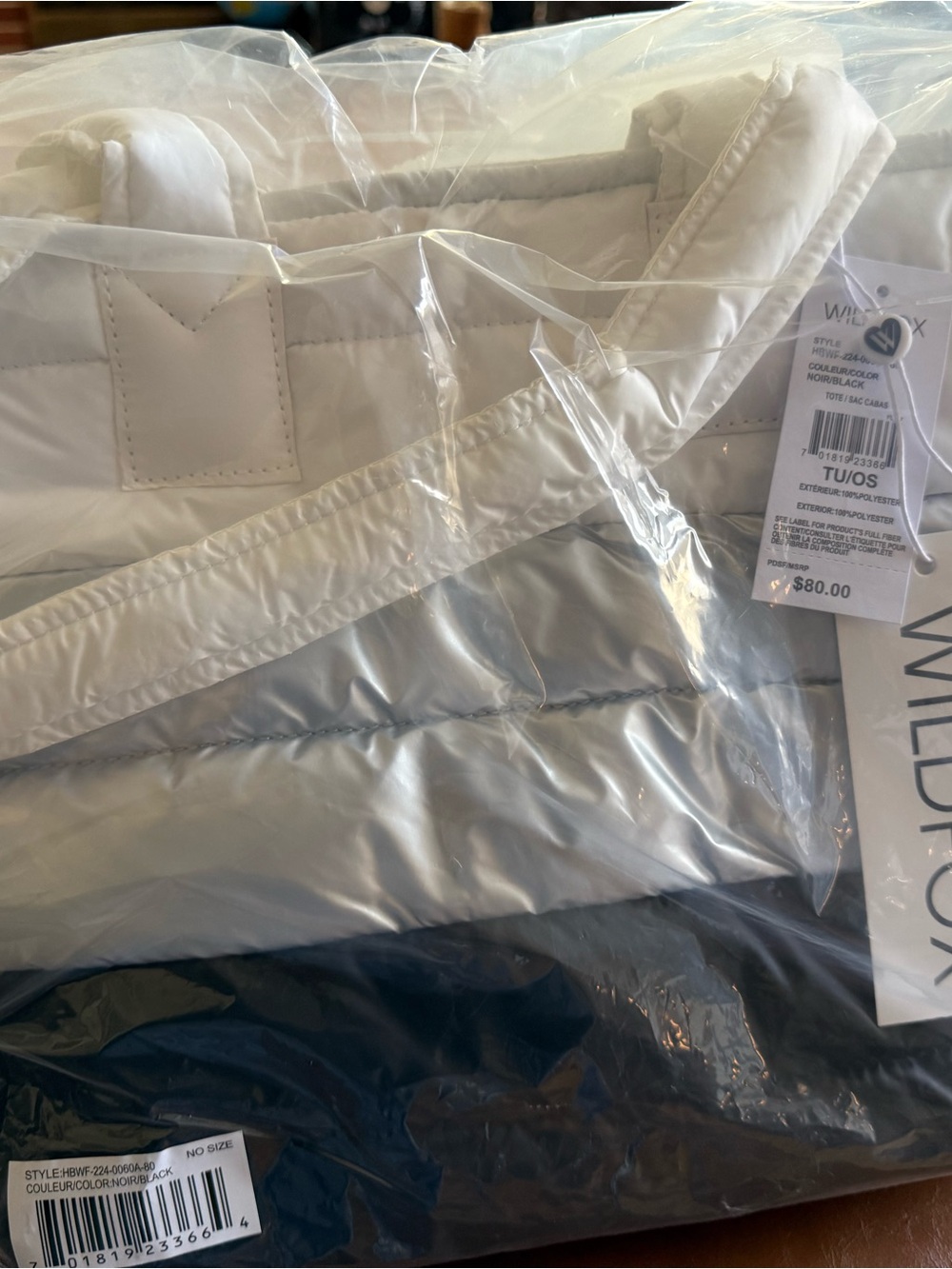 Wildfox Quilted Colorblock Tote Bag in White, Silver & Black - Picture 3 of 3